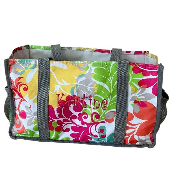 Vera Bradley Colorful Floral Embroidery name Kristine Tote Bag - Picture 7 of 9
